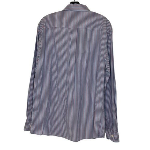 Johnnie O Mens Medium Button Down Long Sleeve Shirt Vertical Striped Blue/Pink - Picture 3 of 5